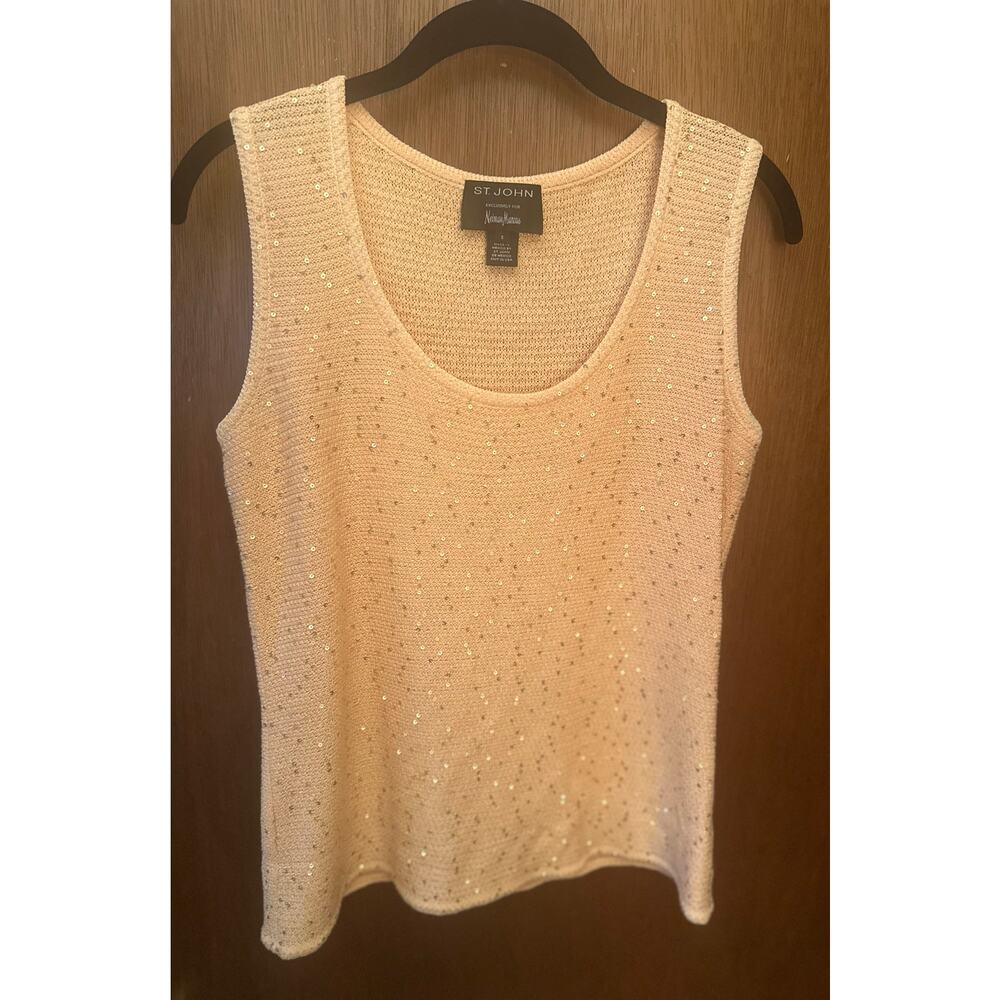 ST JOHN BY NEIMAN MARCUS SHERBET KNIT TANK W/SEQUINS; SIZE S